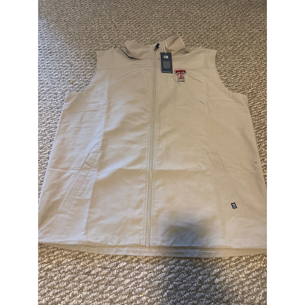 Cutter & Buck Texas Tech Alumni Charter Eco Vest Tan Mens XLT Tall New
